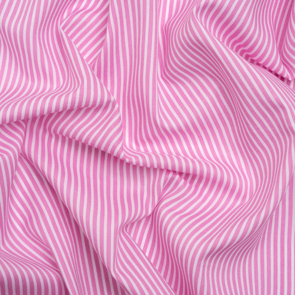 Cotton and Rayon Shirting - Rosebloom Pink and White Candy Stripes - Joann Fabrics