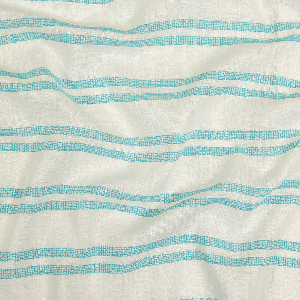 Turquoise and White Textural Striped Slubbed Cotton Woven - Joann Fabrics