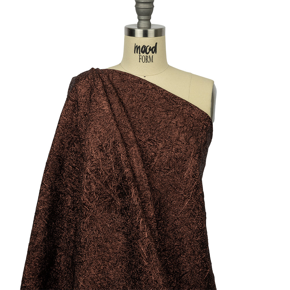 Astrolabe Metallic Dark Copper Crinkled Luxury Brocade with Black Backing - Joann Fabrics