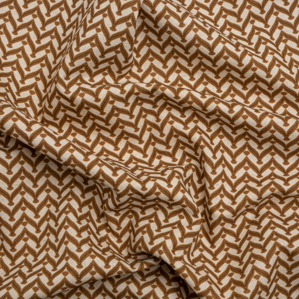 Cotton and Linen Canvas Print - Bronze Leafy Chevrons - British Imported - Joann Fabrics