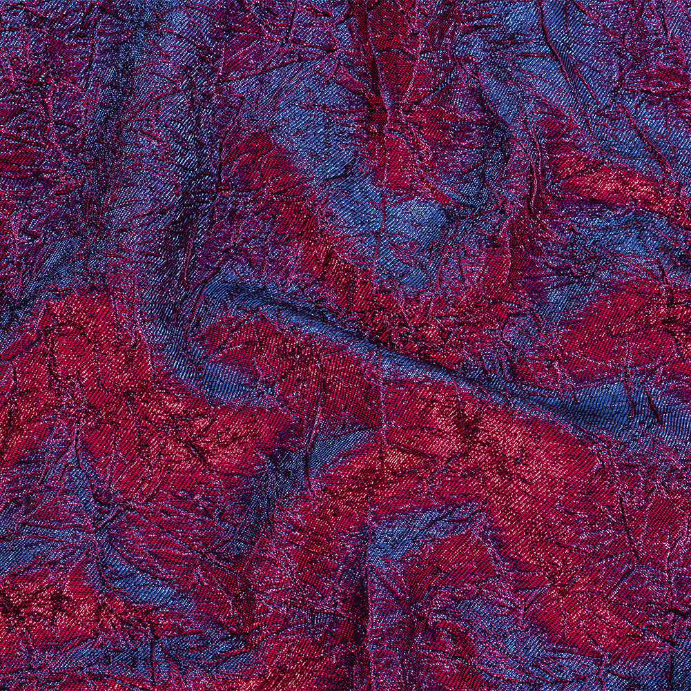 Astrolabe Metallic Berry Gloss and Ultramarine Crinkled Luxury Brocade with Black Backing - Joann Fabrics