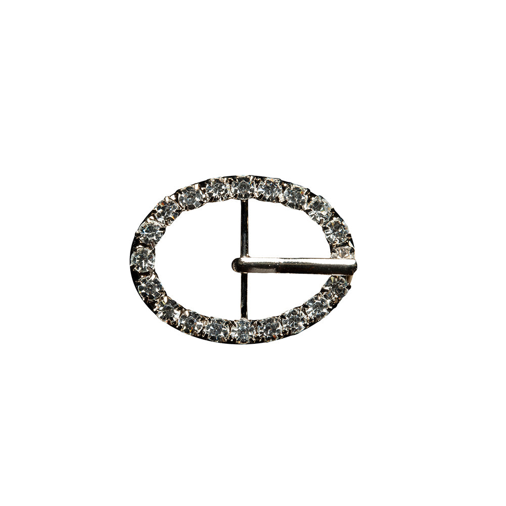 Swarovski Crystal and Silver Oval Rhinestone Buckle - 1.125