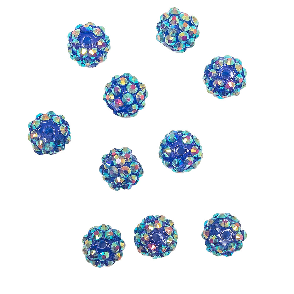 Blue AB Rhinestone and Resin Faceted 12mm Beads - 10pc - Joann Fabrics