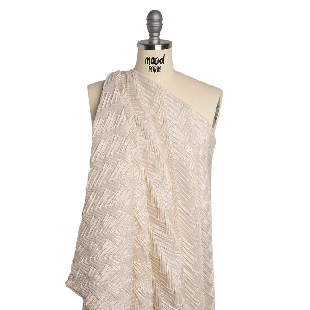 Yaya Han Puckered Novelty Woven - Cream and Gold Geometric Diagonal Stripes - Cosplay Collection - Joann Fabrics