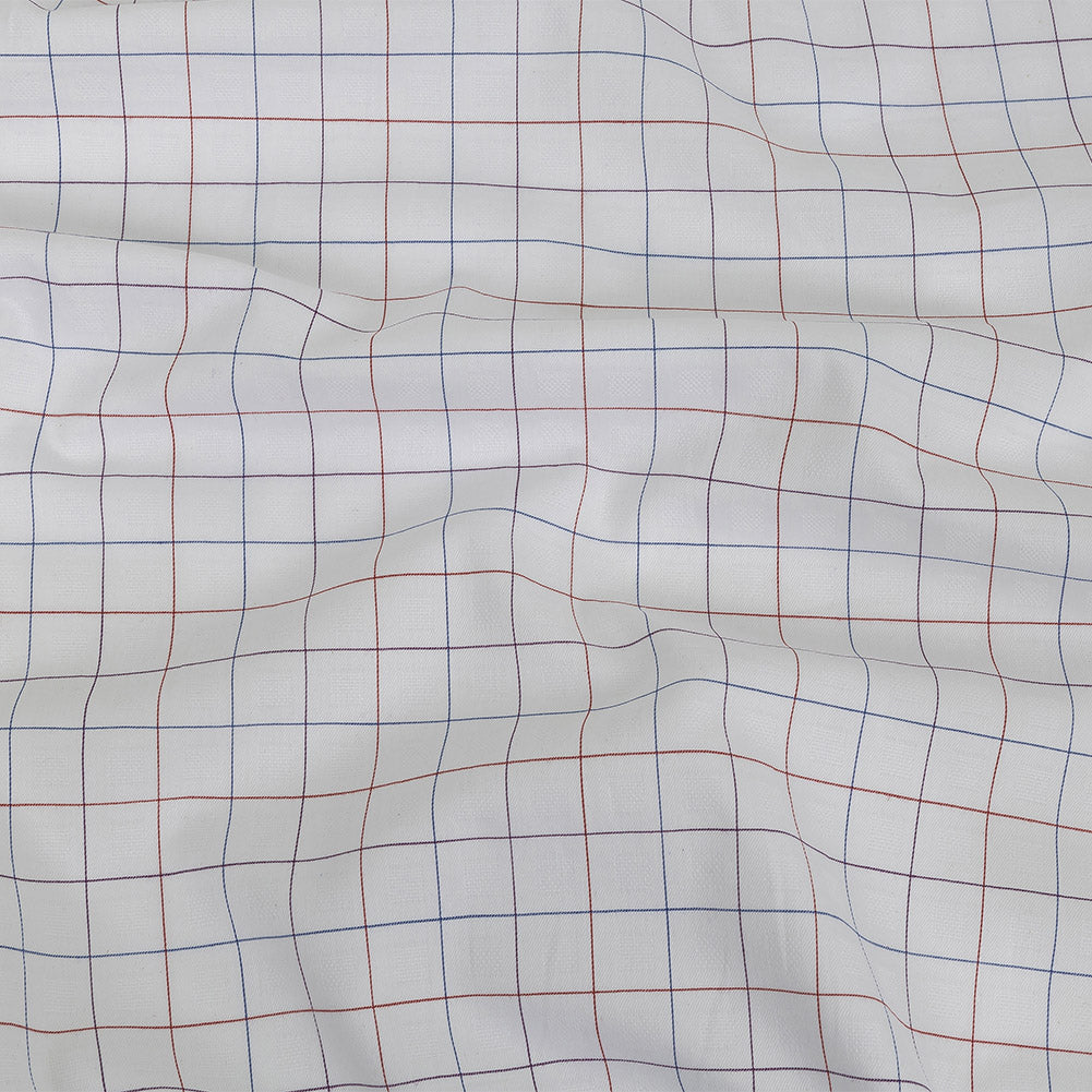 White, Adrenaline Rush and Nebulas Blue Gridded Checks Cotton Shirting - Joann Fabrics