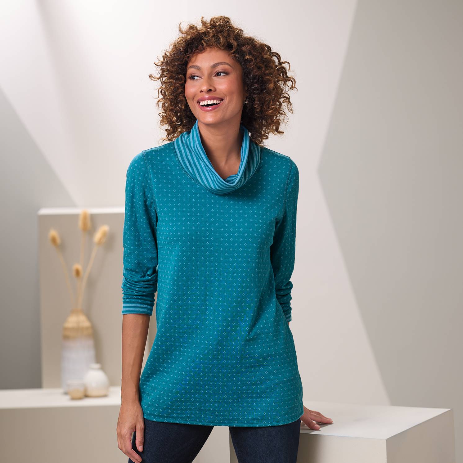 Double-Knit Cowlneck Tunic, Long Sleeves - Northstyle Catalog