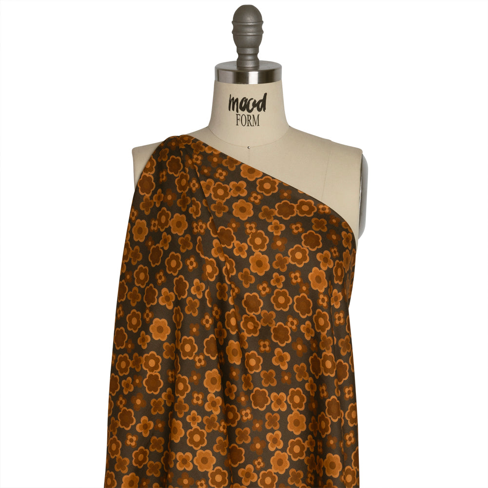 Mood Exclusive Brown Daisy Train Rayon Challis - Joann Fabrics
