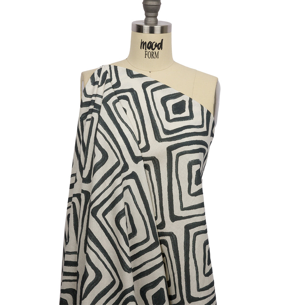 Linen and Rayon Woven - White Painted Diamonds - Sahara Summers Print - Mood Exclusive Palm Beach Collection - Joann Fabrics