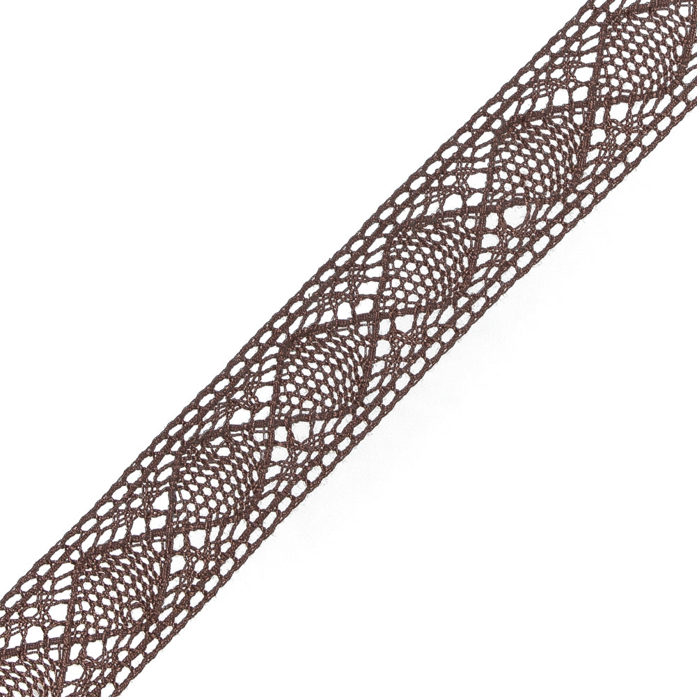 European Brown Diamonds Crochet Lace Cotton Trimming - 3/4