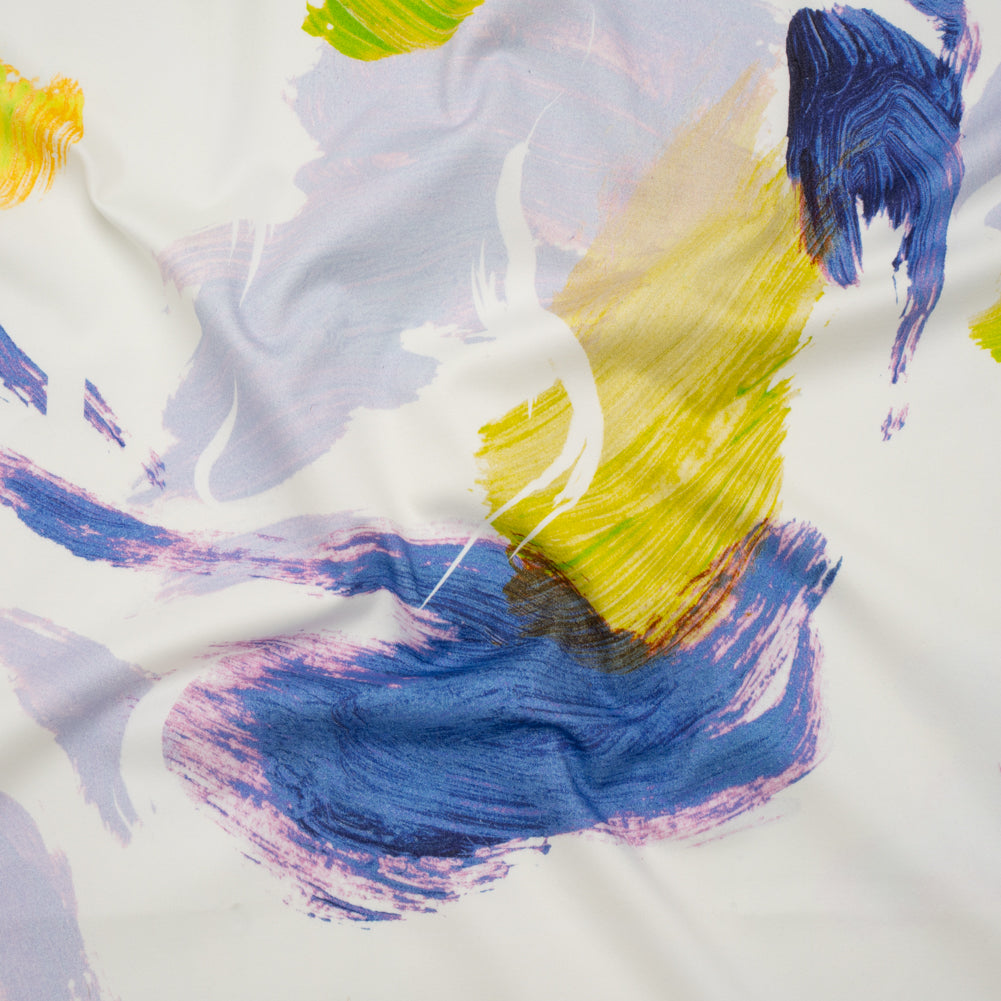 Brushed Cotton Woven - Chartreuse, Blue and Pale Purple Big Brush Strokes - Mood Exclusive Color Study Print - Joann Fabrics
