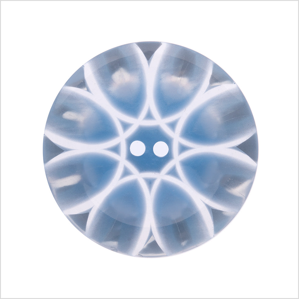 Plastic 2-Hole Button Made in Italy - 44L/28mm - Light Blue and Transparent Loop de Loops - Joann Fabrics