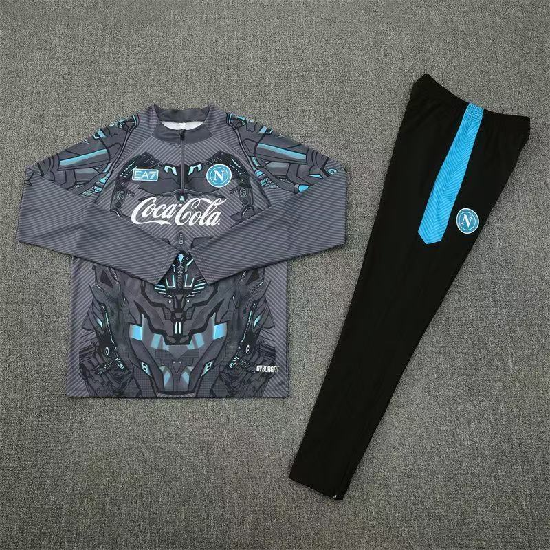 2025/2026 Napoli Half-Pull Training Suit Dark Gray Football Shirt 1:1 Thai Quality Set