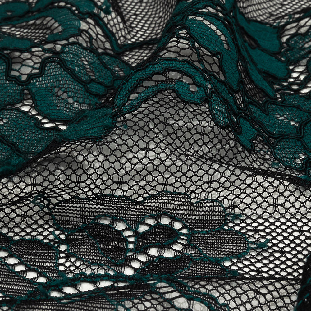 Corded Lace Panel - Teal and Black Floral - Joann Fabrics