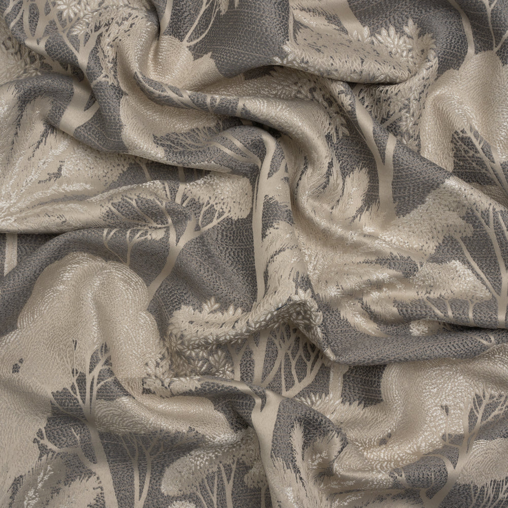 Recycled Polyester Drapery Jacquard - Slate Jungle Trees - British Imported - Joann Fabrics