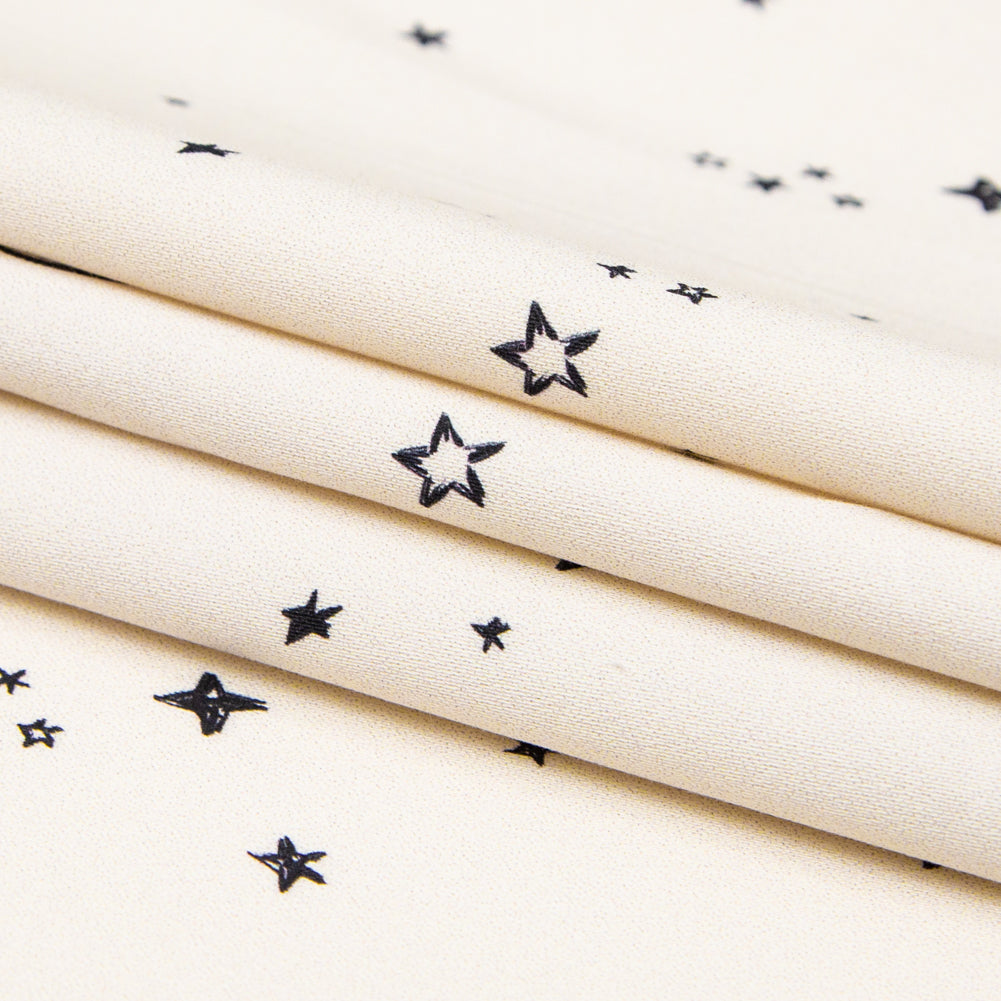 Stretch Cotton Sateen - White Stars and Moons - Garde Chasse Print - Mood Exclusive Crow Collection - Joann Fabrics