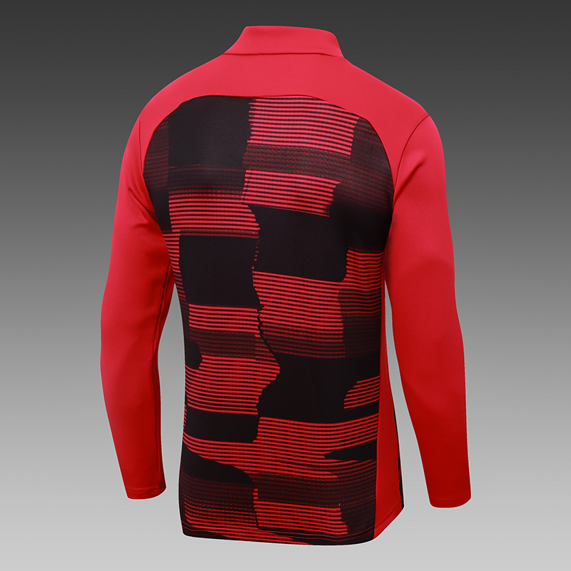 2024/2025 AC Milan Half-Pull Training Suit Red-Black Football Shirt 1:1 Thai Quality Set