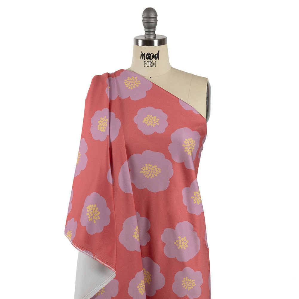 Stretch Cotton Sateen - Pink and Lilac Simple Floral - Cadillac Cutie Print - Mood Exclusive Yesterday Collection - Joann Fabrics