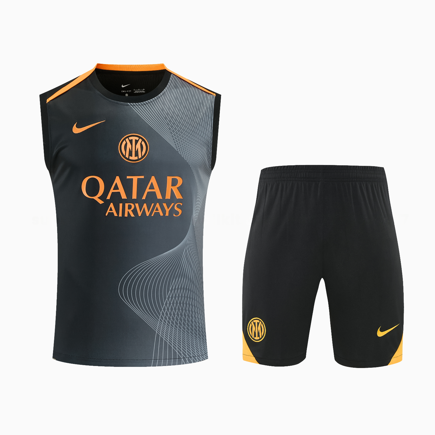 Inter Milan 25-26 Vest Training Set - Black And Grey Top & Pants - UnitedFutballJersey