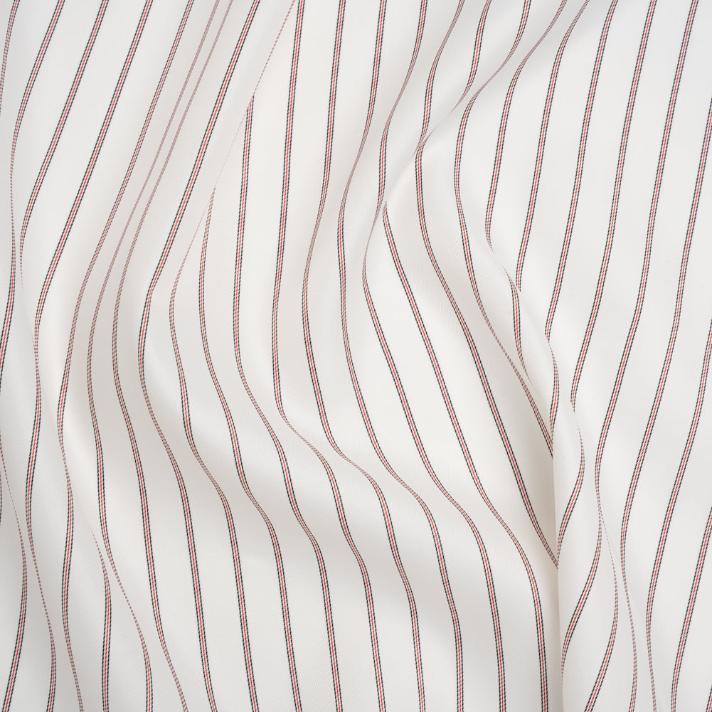 Acetate Twill Lining - White, Black and Red Stripes - Deadstock - Joann Fabrics