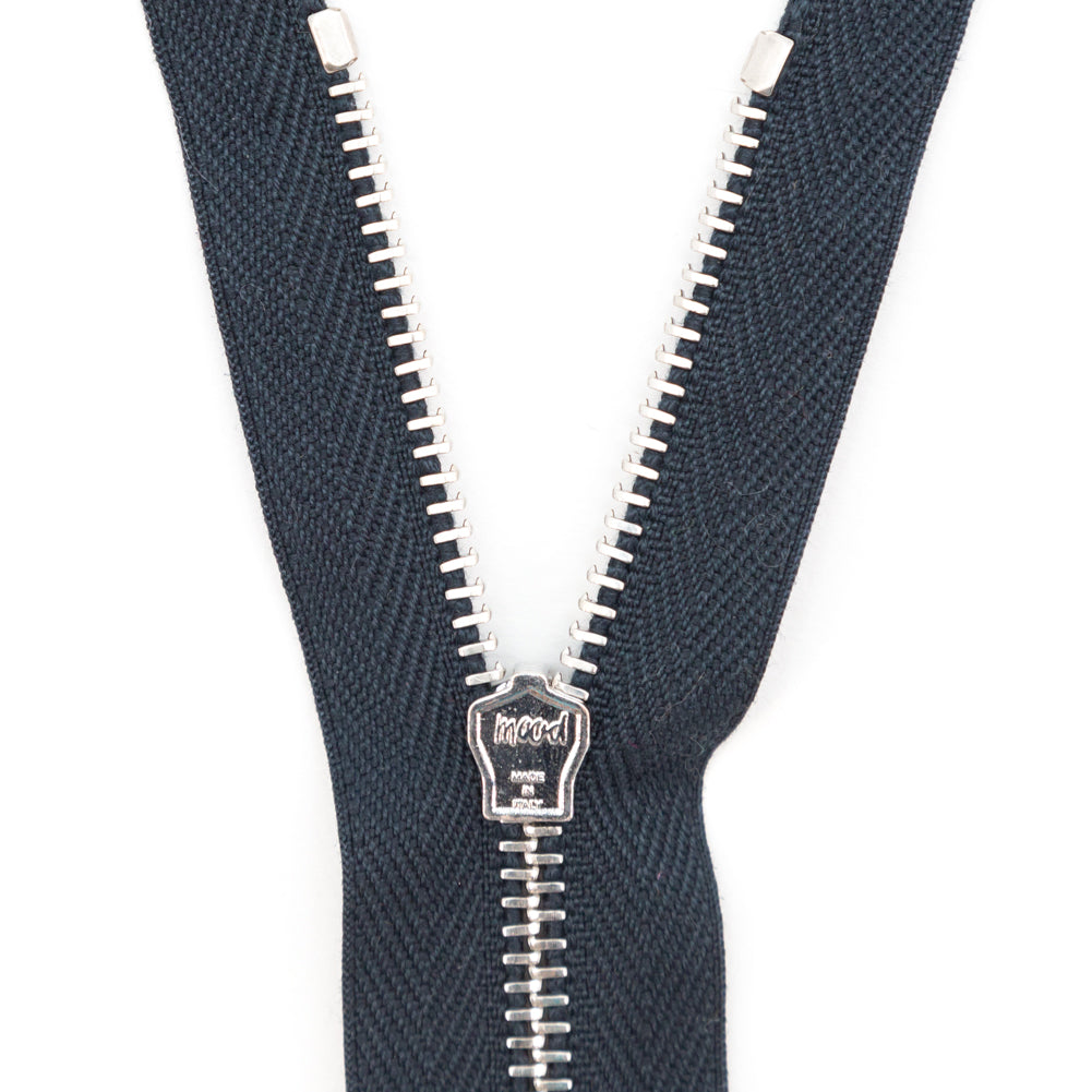 Mood Exclusive Italian Navy and Silver T3 Closed End Metal Zipper - 9