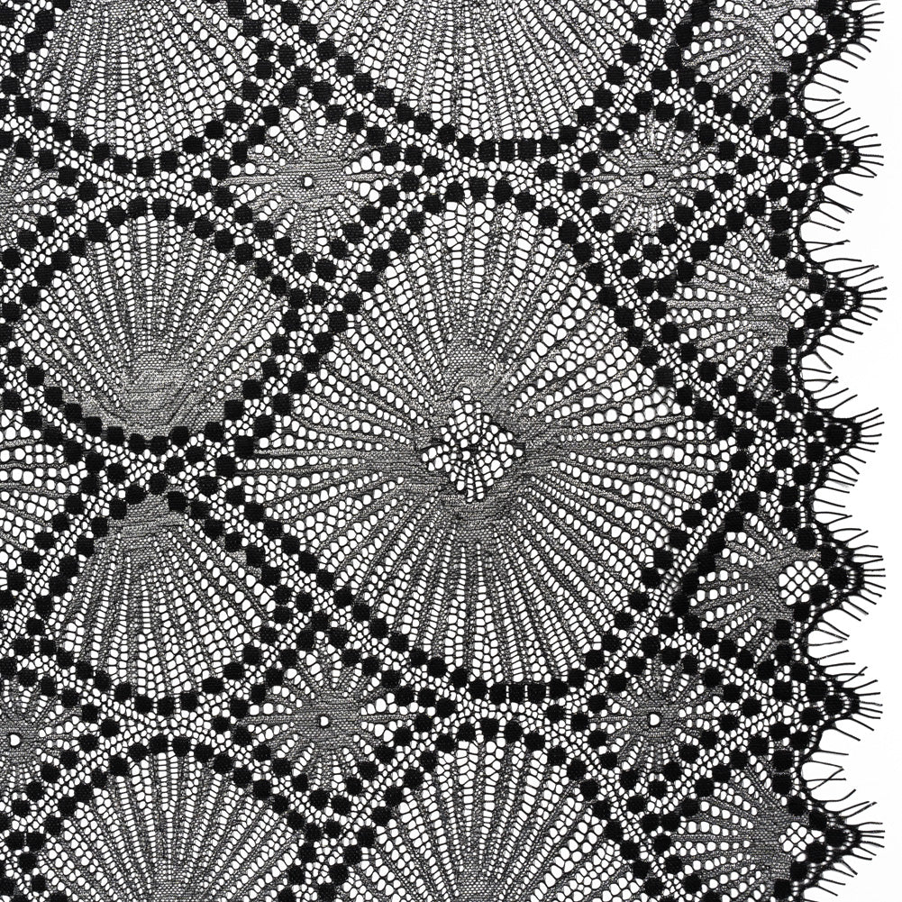Metallic Raschel Lace Panel with Finished Edges - Black and Silver Sun Ray Ogees - Joann Fabrics
