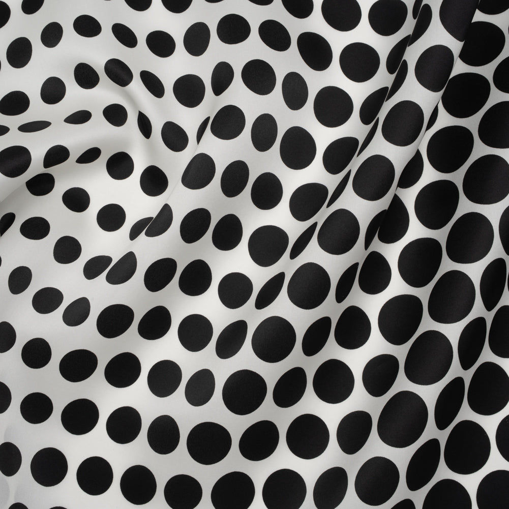 Heavy Silk Satin-Faced Organza, Made in Italy - Black and White Polka Dot Gradients - Joann Fabrics