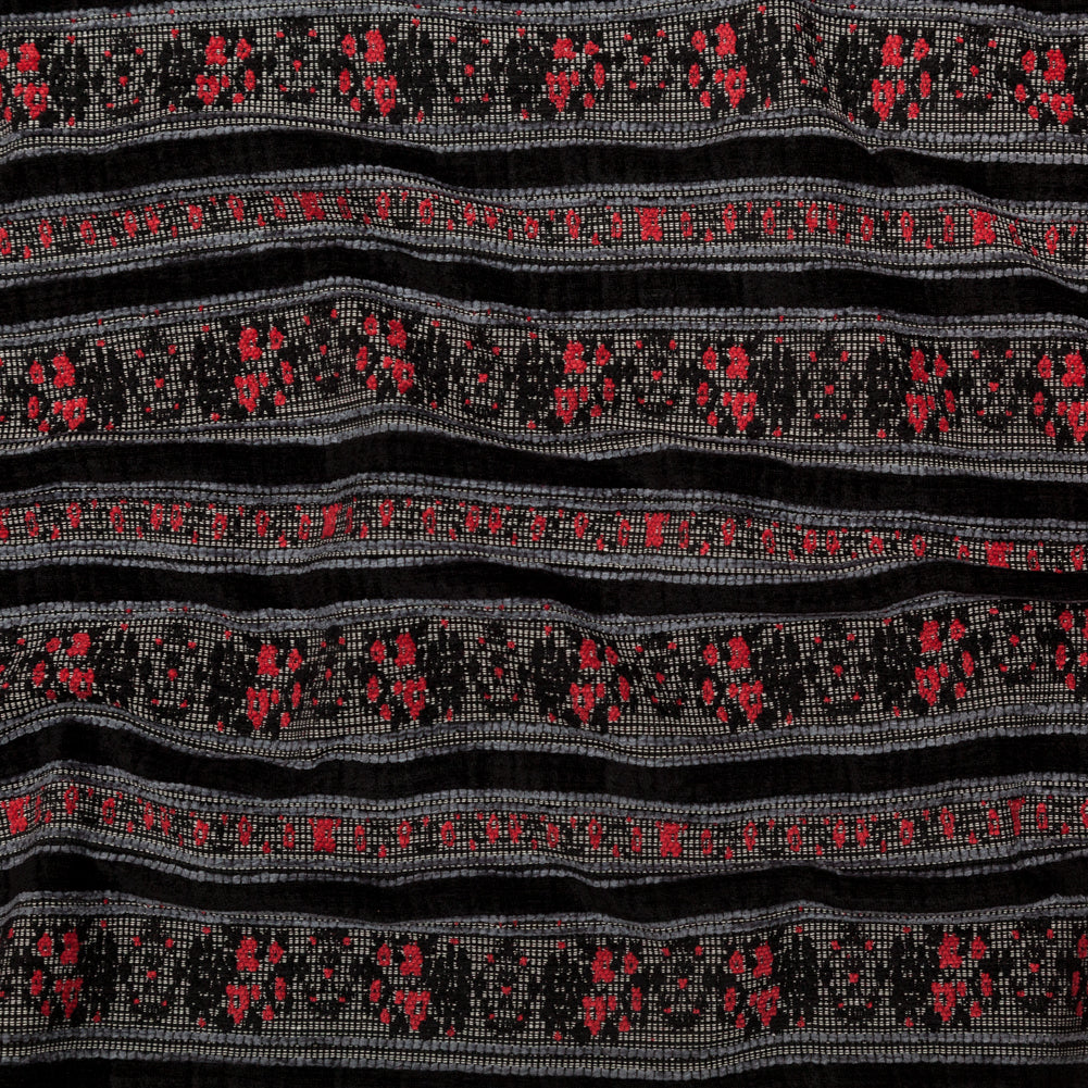 Famous NYC Designer American Beauty and Black Striped Acrylic Tweed - Joann Fabrics