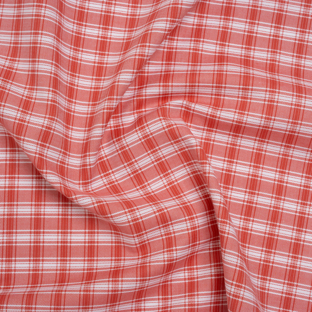 Cotton Oxford Shirting - Watermelon Red and White Plaid - Deadstock - Joann Fabrics