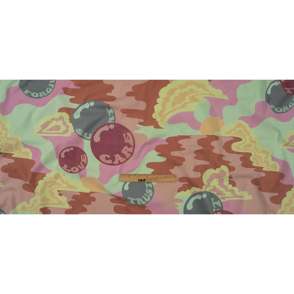 Stretch Cotton Poplin Print - Pink and Yellow Clouds and Bubbles - Mood Exclusive Buttoned Up - Joann Fabrics