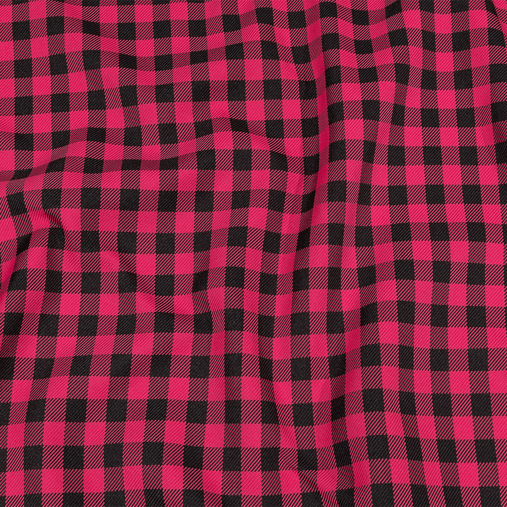 Balenciaga Italian Pink and Meteorite Gingham Check Polyester Twill - Joann Fabrics