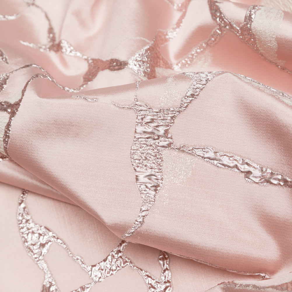 Metallic Dynasty Pink, Misty Rose and Shell Satin-Faced Abstract Luxury Brocade - Joann Fabrics