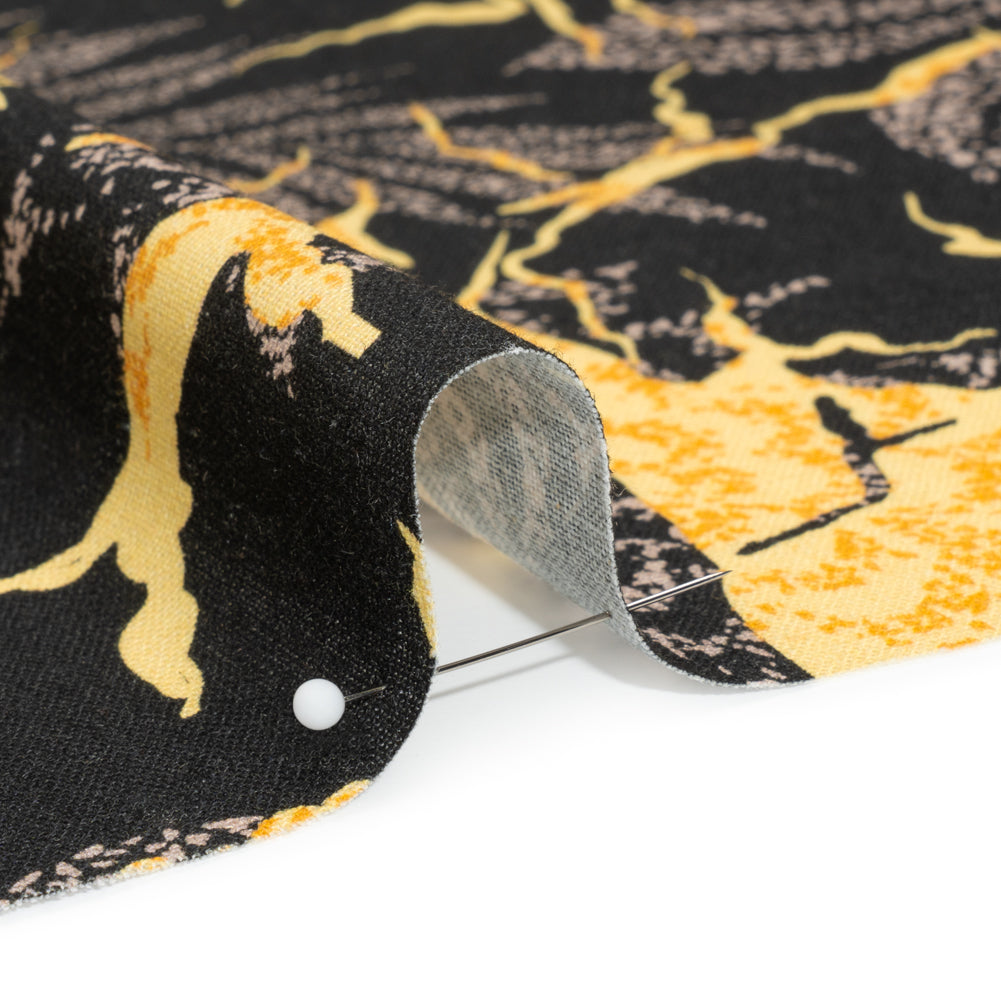 Linen and Rayon Woven Print - Black and Yellow Floral - Mood Exclusive Fossilized Memories - Joann Fabrics