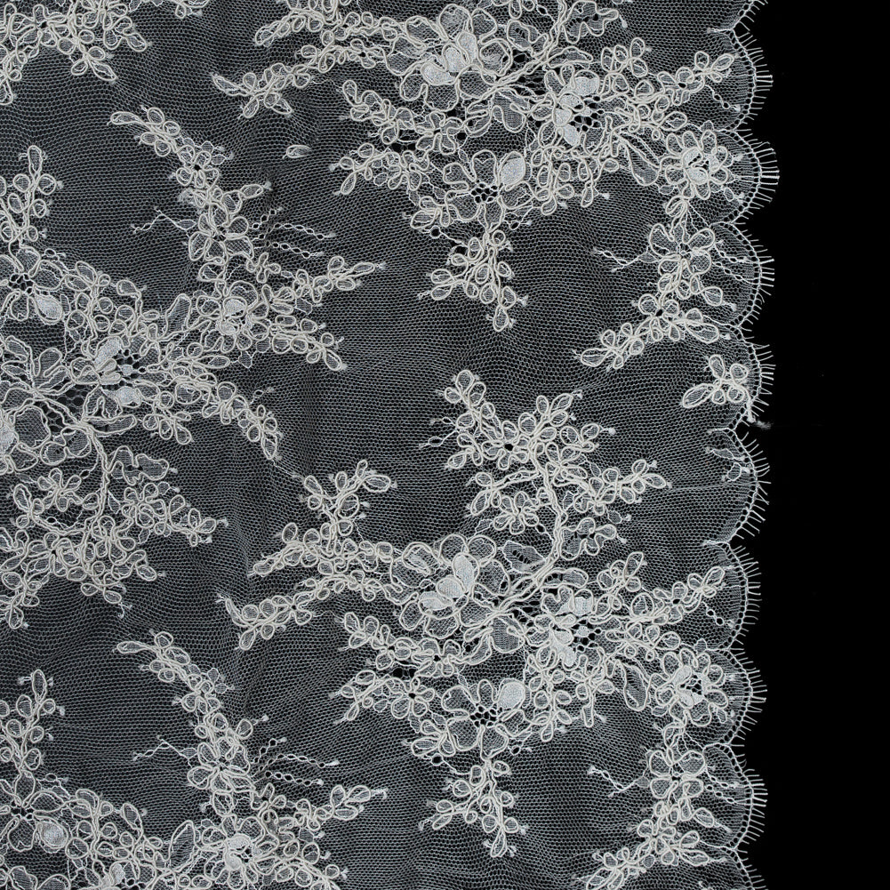 Corded Lace Panel With Finished Edges - Ivory Floral Fancy Border - 3 yards - Joann Fabrics
