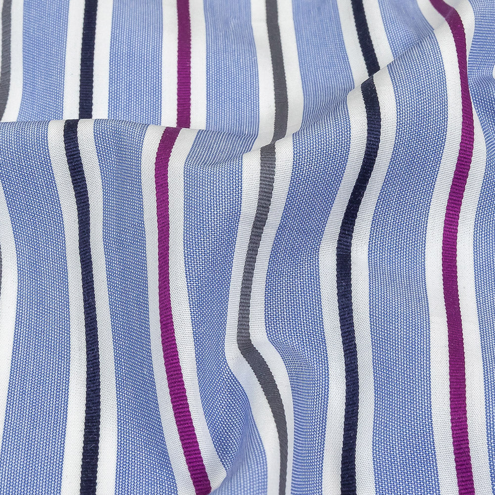 Grapemist, Purple and Stormy Weather Halo Stripes Cotton Shirting - Joann Fabrics