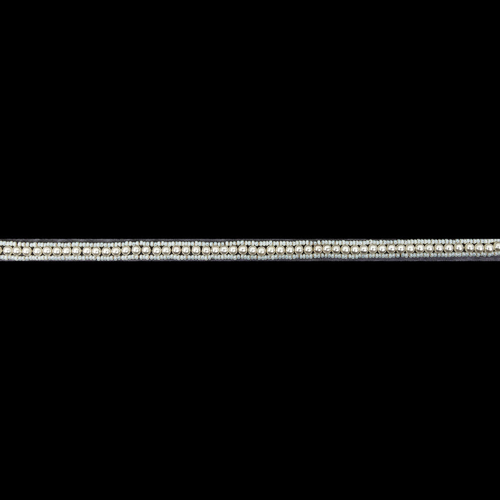 Vintage One Row Pearl and White Beaded Trim - 0.25