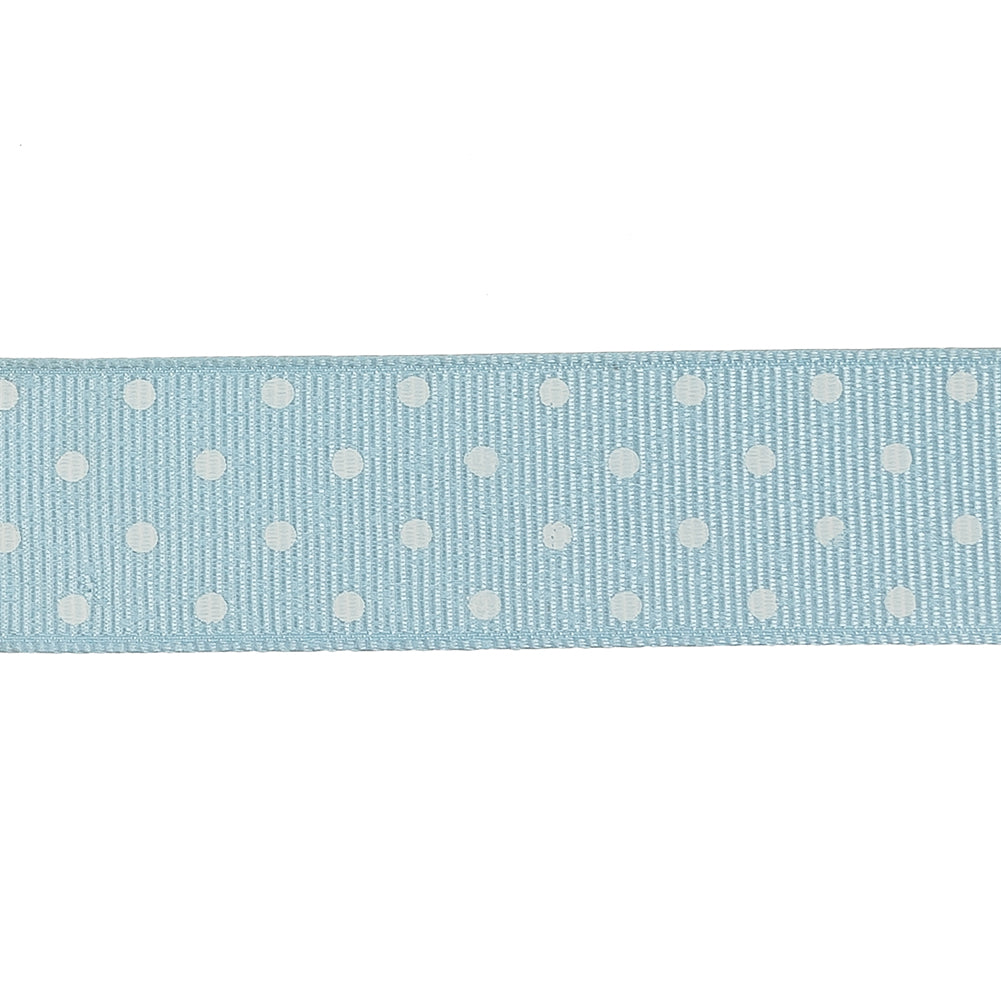 Winter Sky and White Polka Dots Grosgrain Ribbon - 1