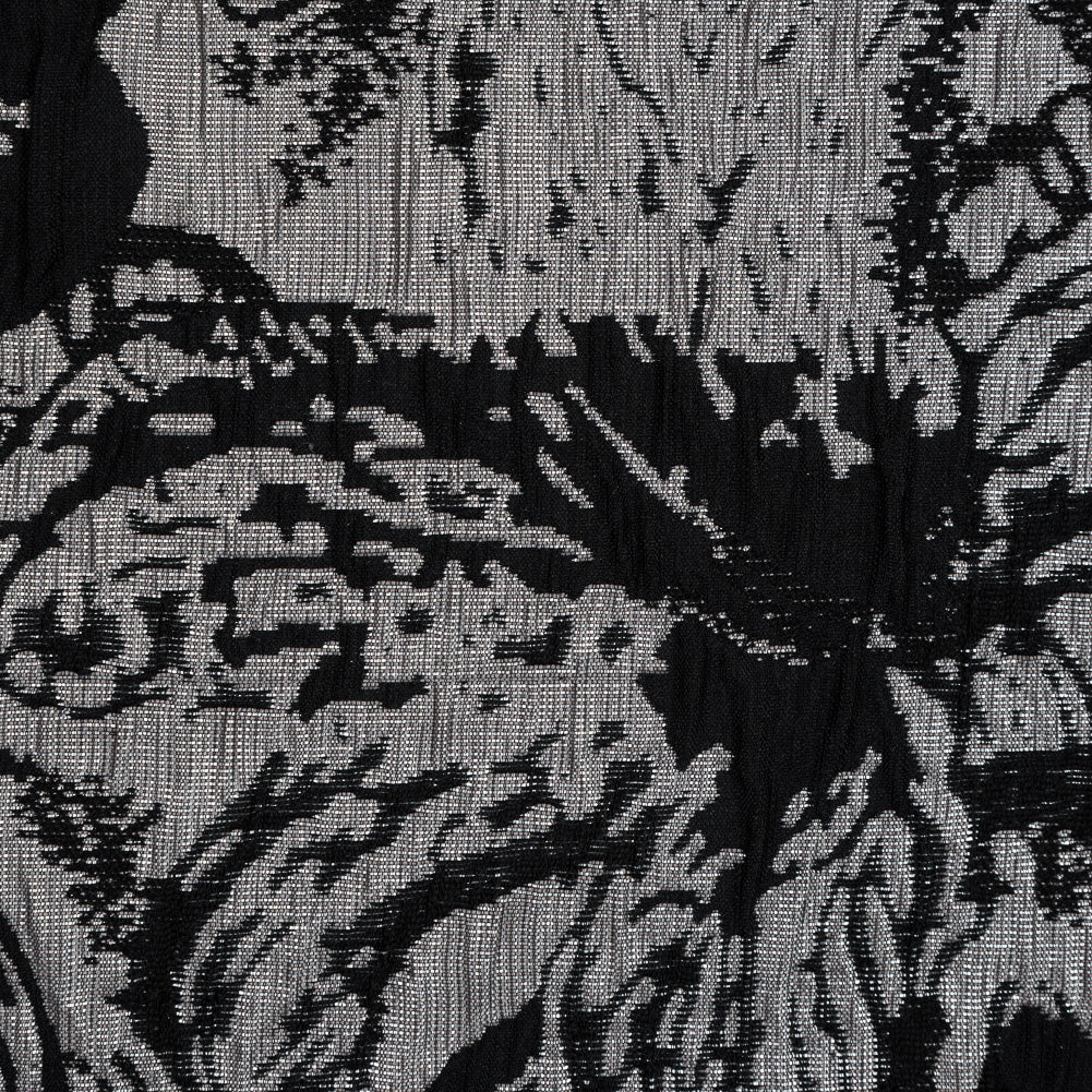 Black, Peach and Metallic Silver Floral Brocade - Joann Fabrics