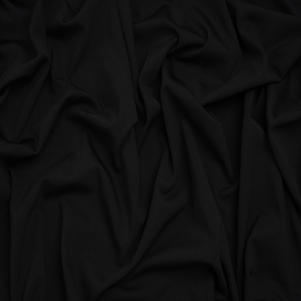 Stretch Recycled Polyester 1x1 Rib Knit - Jet Black - Deadstock - Joann Fabrics