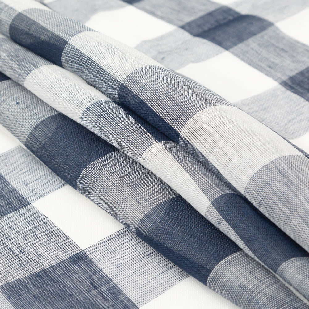 Monte Pergola Indigo Buffalo Check Linen Scrim - Joann Fabrics