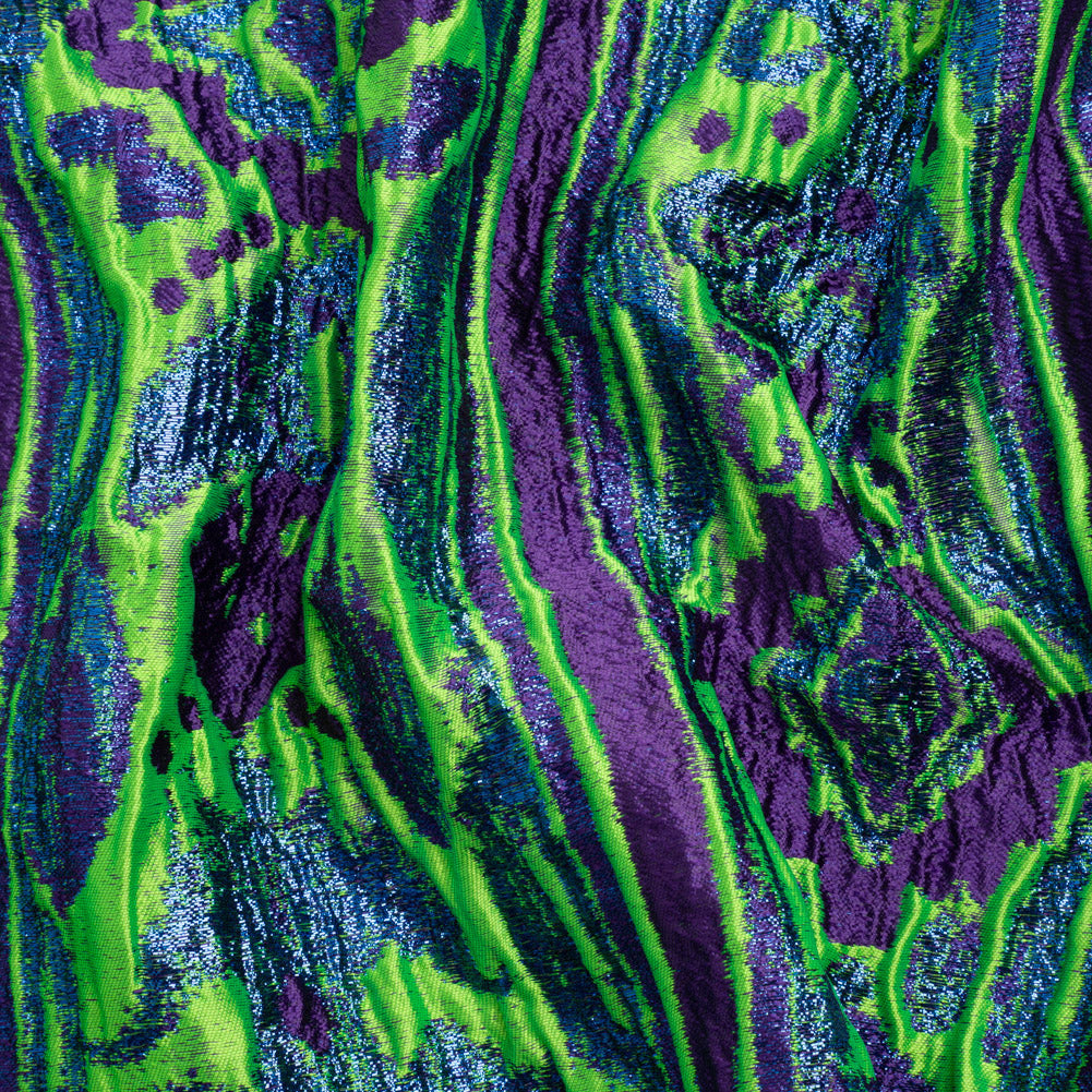 Metallic Blue, Green and Purple Inkblot Stripes Luxury Brocade - Joann Fabrics