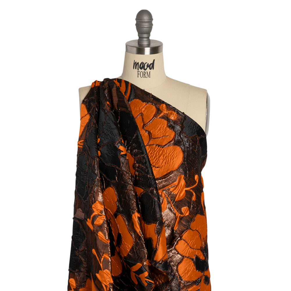 Metallic Black and Orange Floral Luxury Brocade - Joann Fabrics