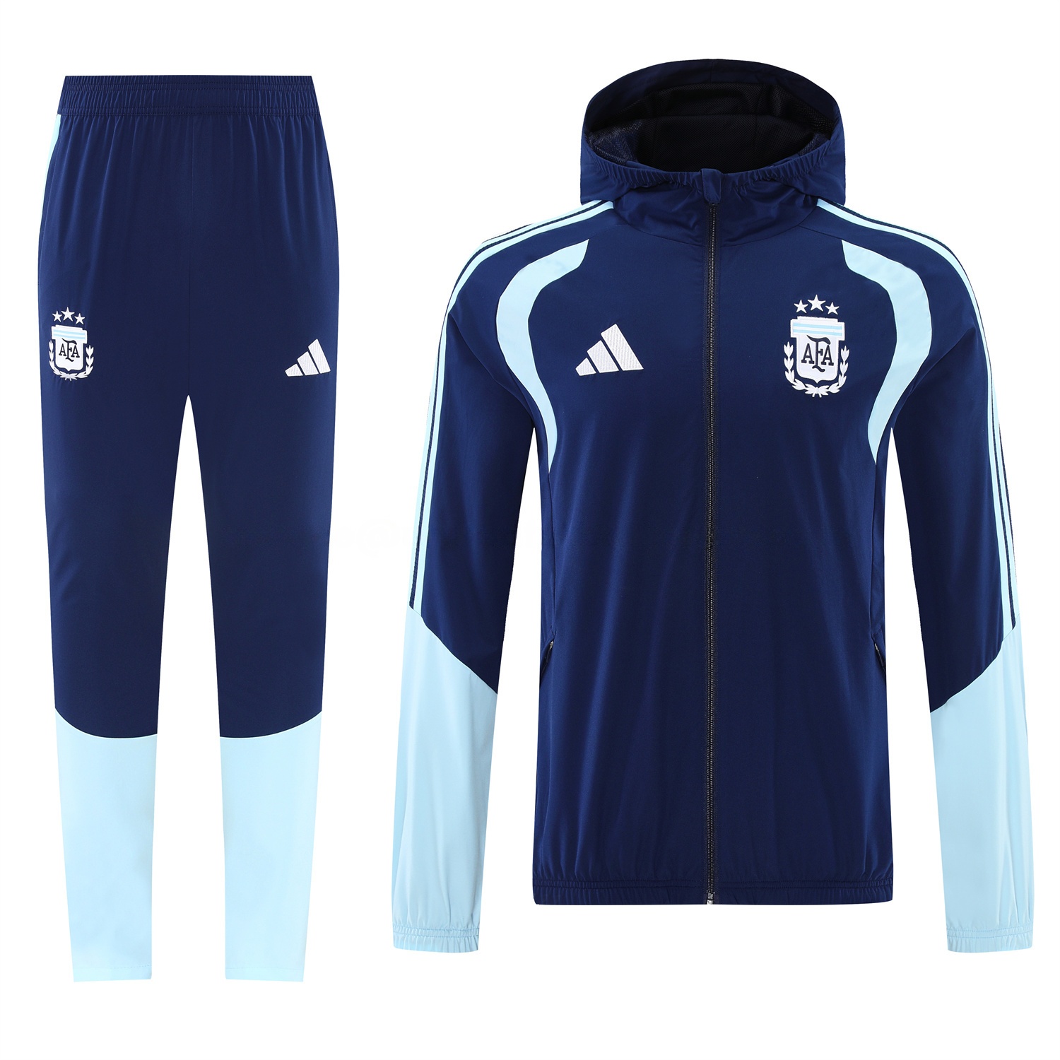 Argentina 2026 Hooded Windbreaker Training Set - Dark Blue Top & Pants - UnitedFutballJersey