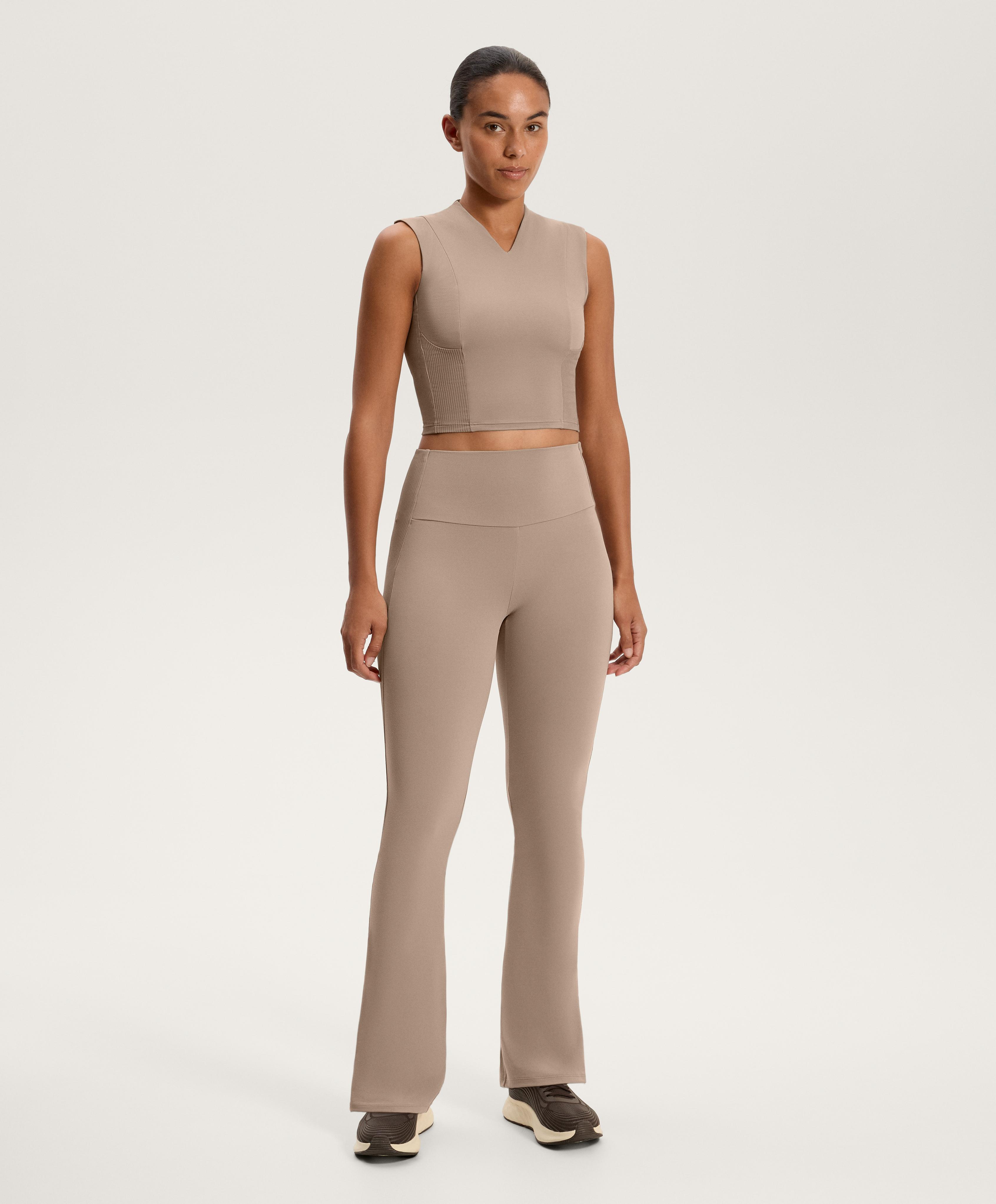 High-rise Comfortlux rib flare trousers
