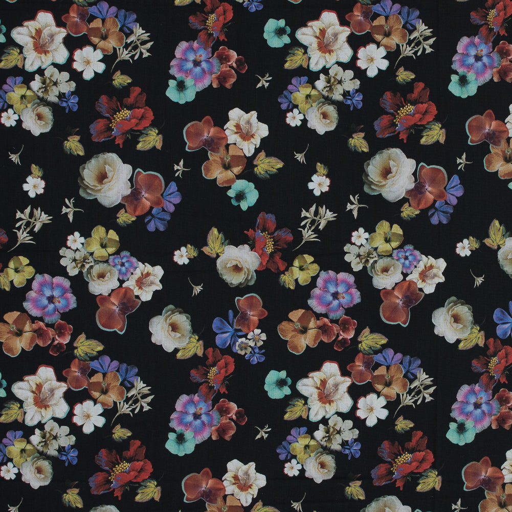 Cotton Voile - Black Floral - Pressed Flower Perfection Print - Mood Exclusive Botanical Collection - Joann Fabrics
