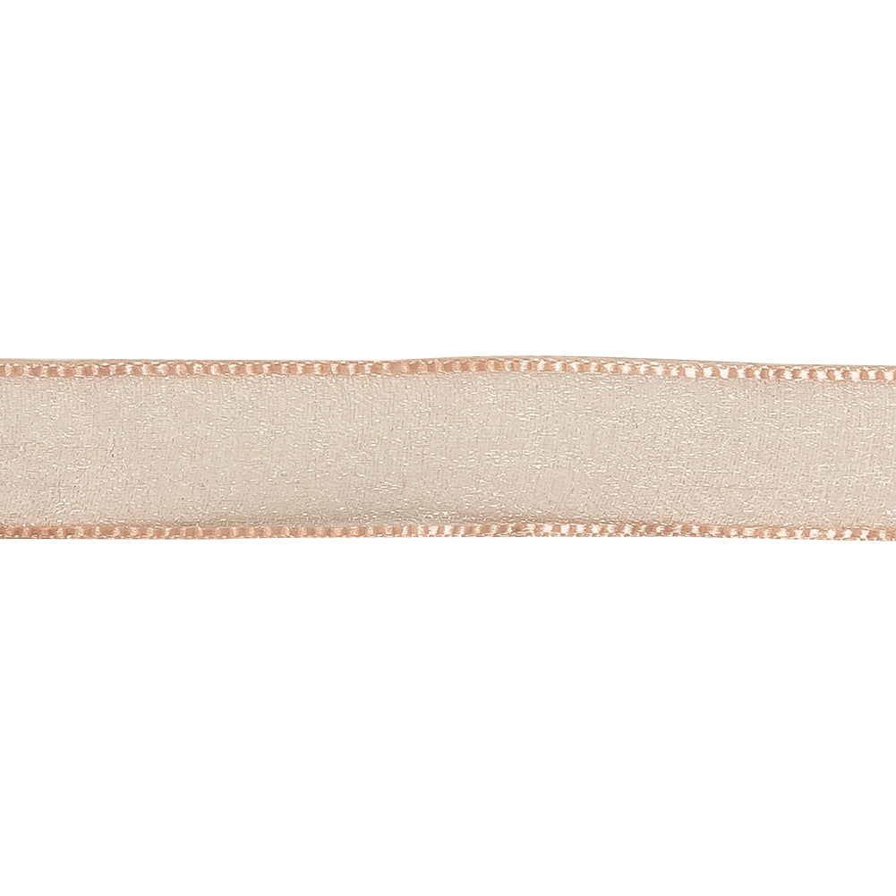 Peach Shimmering Organza Ribbon with Woven Edges - 0.75