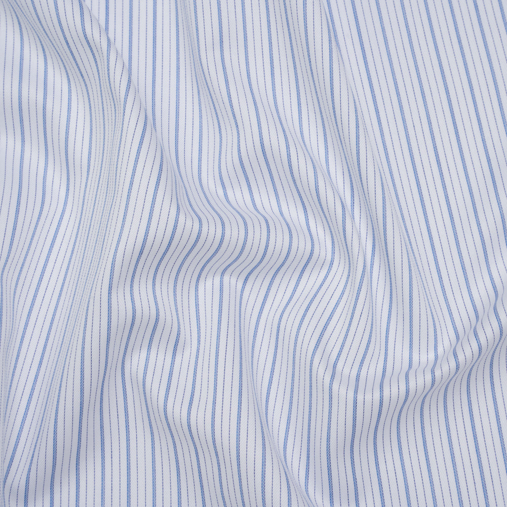 Cotton Twill Shirting - Sky Blue, Navy and White Stripes - Deadstock - Joann Fabrics