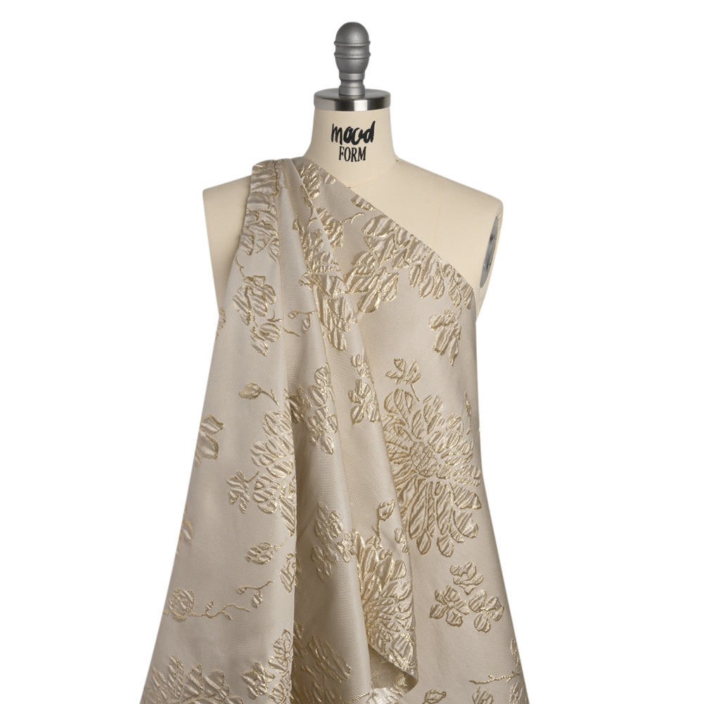 Metallic Brocade - Beige and Gold Blossoming Stems - Joann Fabrics