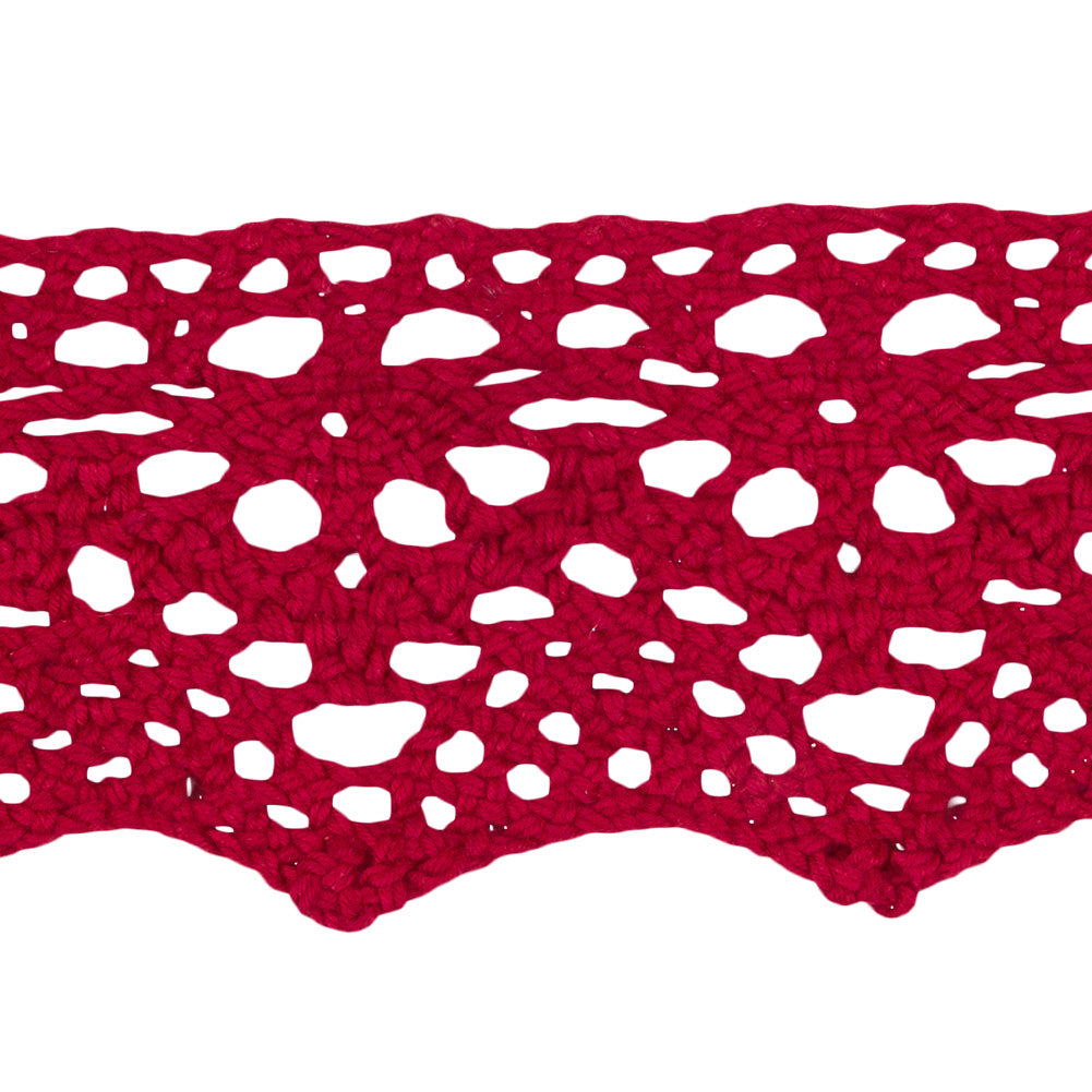 Cranberry Picot Arches and Zig Zags Crochet Lace Trim - 1.875