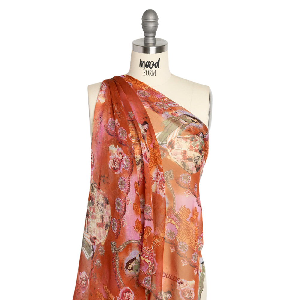 Pink, Orange and Green Vivid Traditions Silk Chiffon - Joann Fabrics