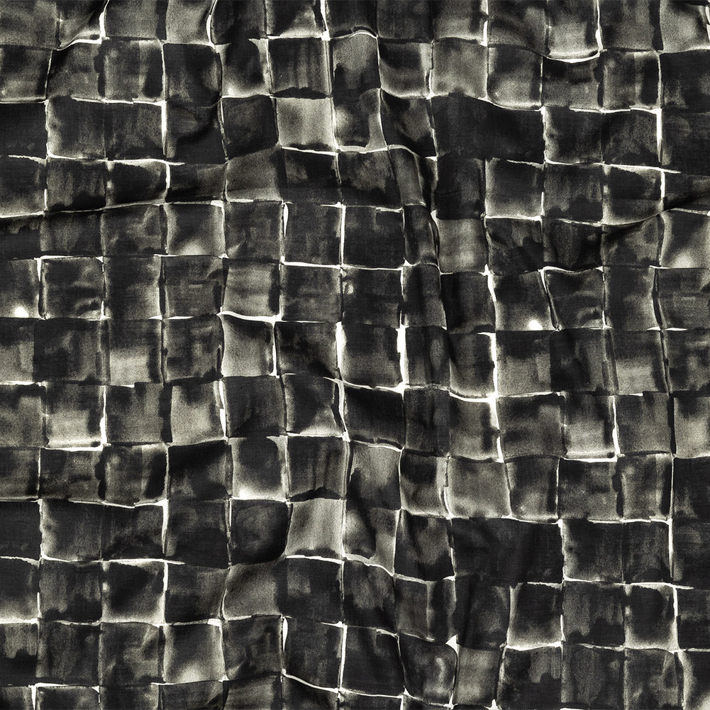 Cotton Voile - Gray Painted Squares - Haunted Blocks Print - Mood Exclusive Twilight Collection - Joann Fabrics